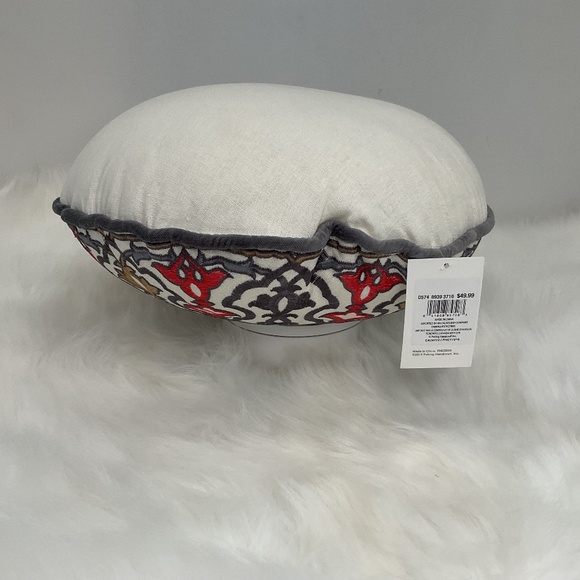 NWT Jessica Simpson Multi-Coloured Embroidered Round Cushion/Neutral Backside - Picture 10 of 10